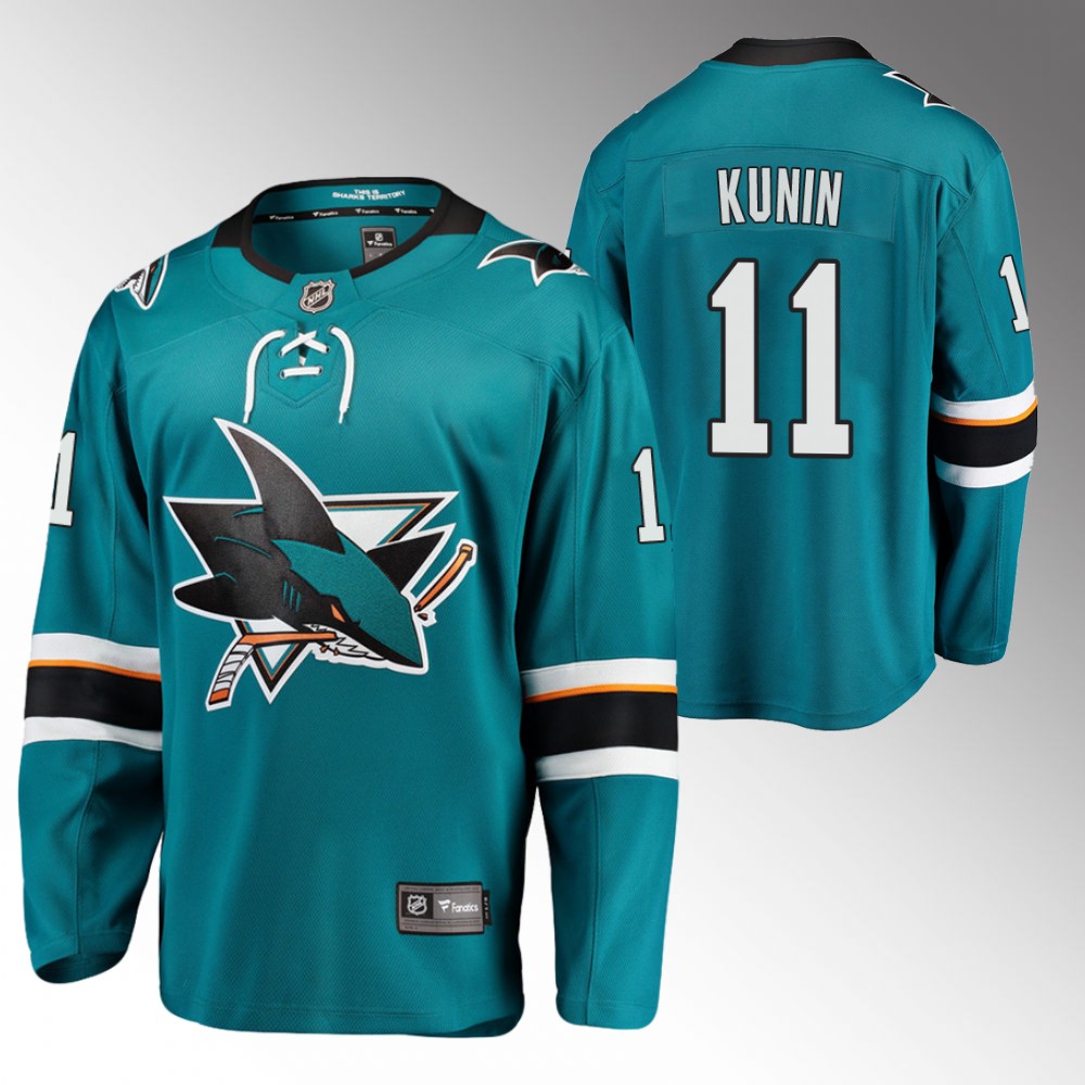 Sharks #11 Luke Kunin Teal 2022 Home Jersey