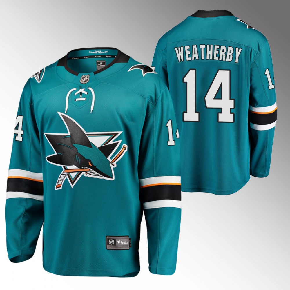 Sharks #14 Jasper Weatherby Teal 2022 Home Jersey