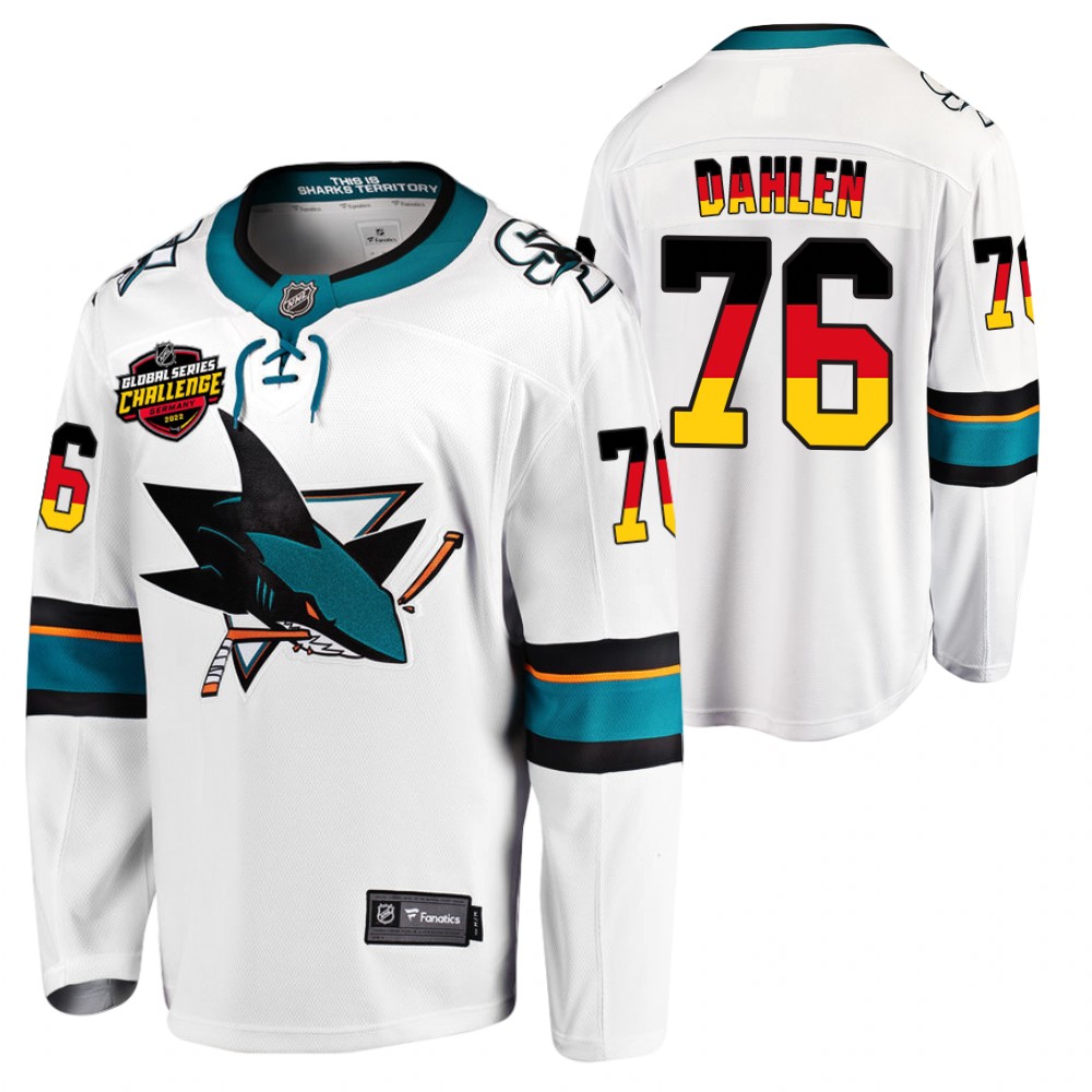 Sharks #76 Jonathan Dahlen White 2022 NHL Global Series Jersey