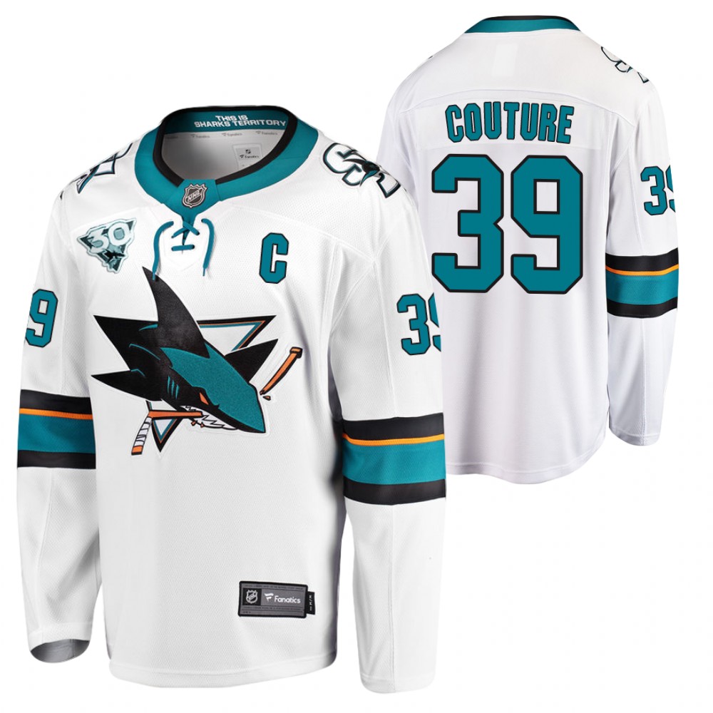 Sharks 2021 Reverse Retro #39 Logan Couture White Jersey 30th Anniversary