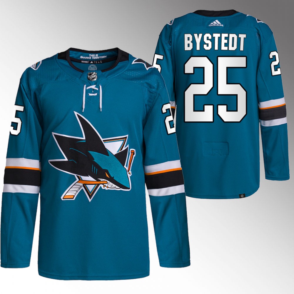 Sharks 2022 NHL Draft Filip Bystedt Teal Jersey Authentic Primegreen Home