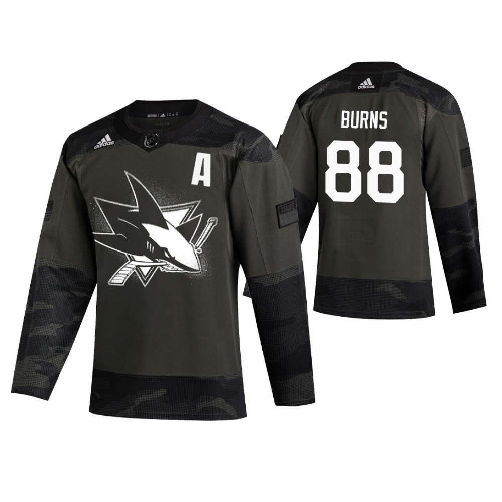 Sharks Brent Burns Camo Authentic Practice 2019 Veterans Day Jersey
