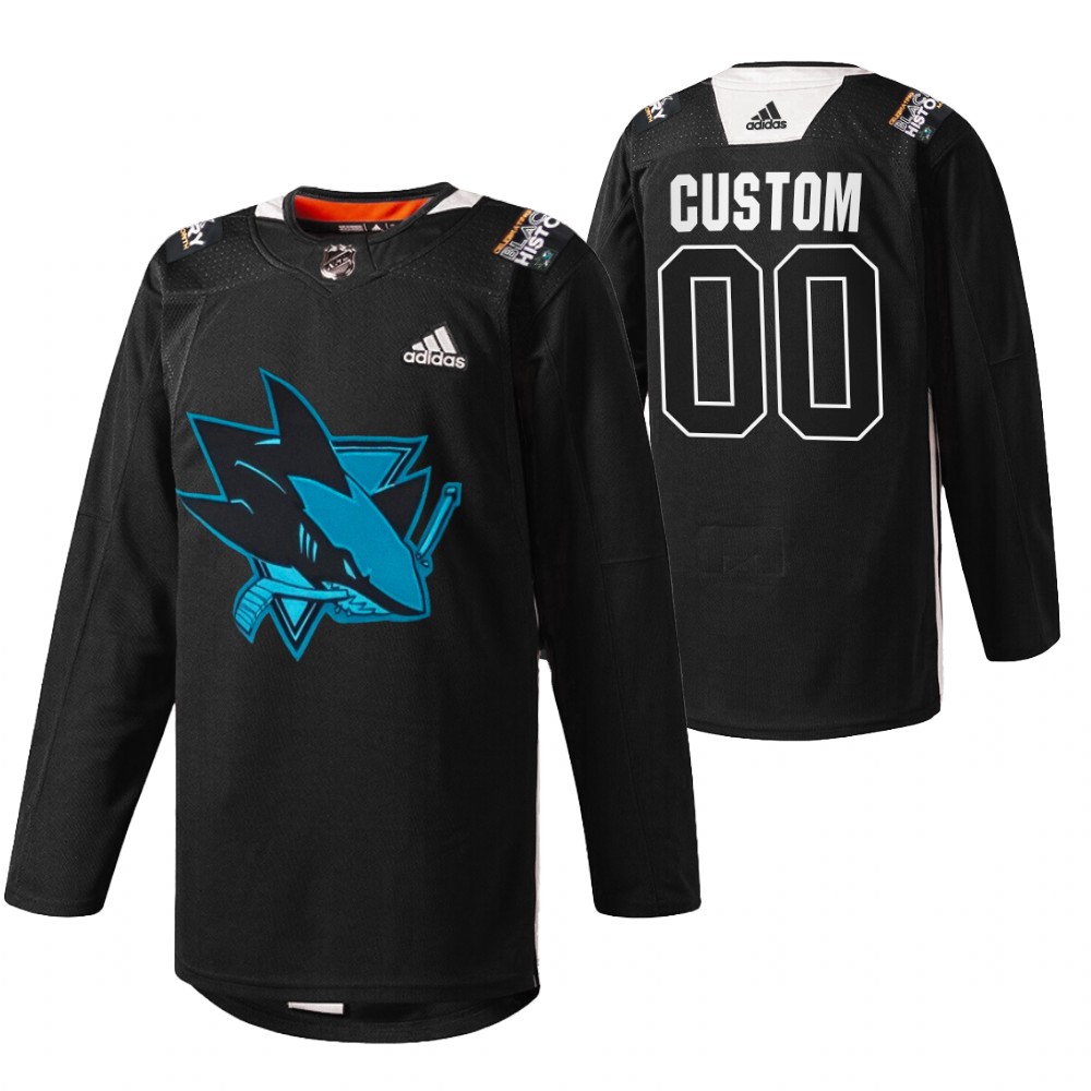 Sharks Custom 2022 Black History Month Black Warmup Jersey