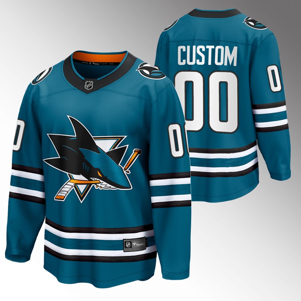 Sharks Custom Jersey Home Teal The Evolve Men