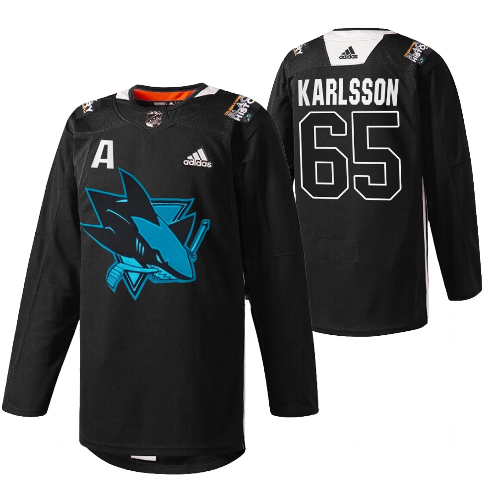 Sharks Erik Karlsson 2022 Black History Month Black Warmup Jersey