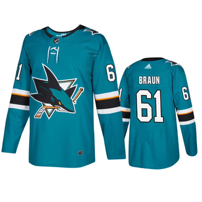 Sharks Justin Braun Teal Home Jersey