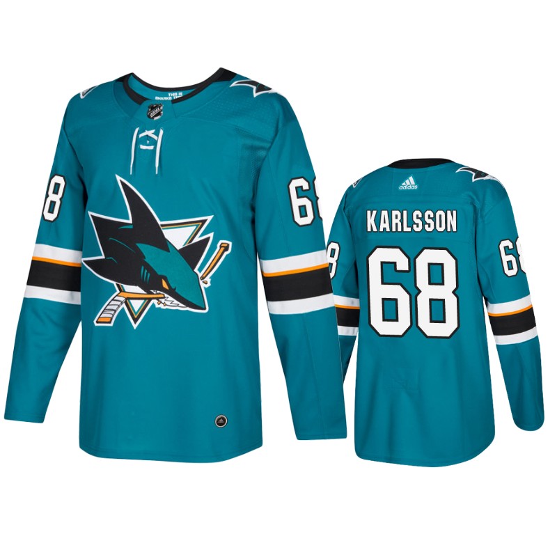 Sharks Melker Karlsson Teal Home Jersey