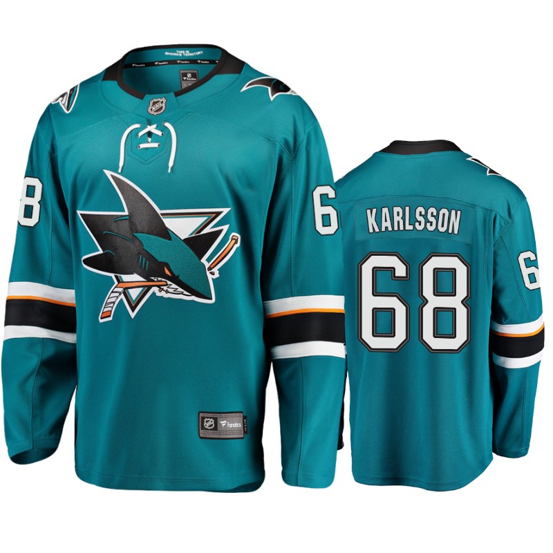Sharks Melker Karlsson Teal Premier Home Jersey