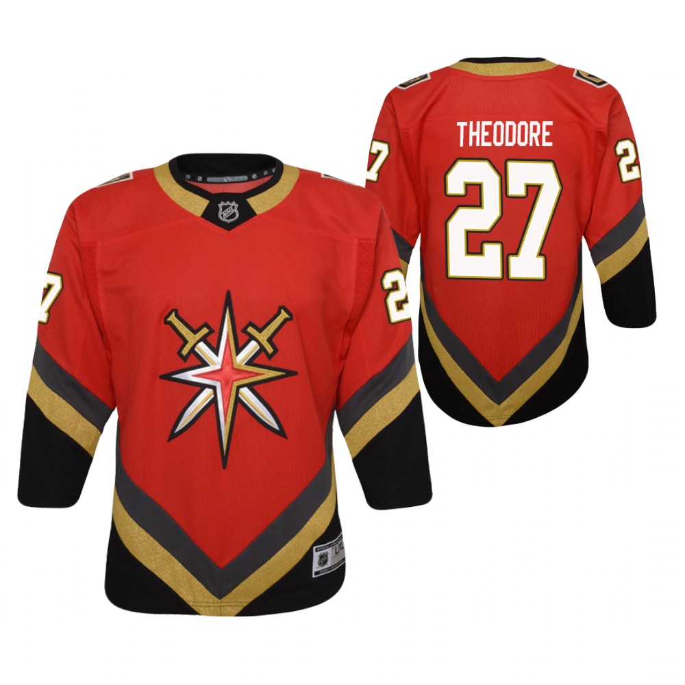 Shea Theodore Vegas Golden Knights 2021 Reverse Retro Red Youth Jersey Replica