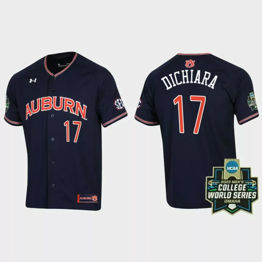Sonny DiChiara Auburn Tigers 2022 World Series Baseball Jersey – Navy