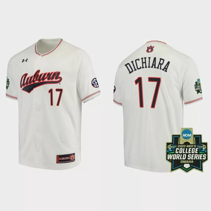 Sonny DiChiara Auburn Tigers 2022 World Series Baseball Jersey – White