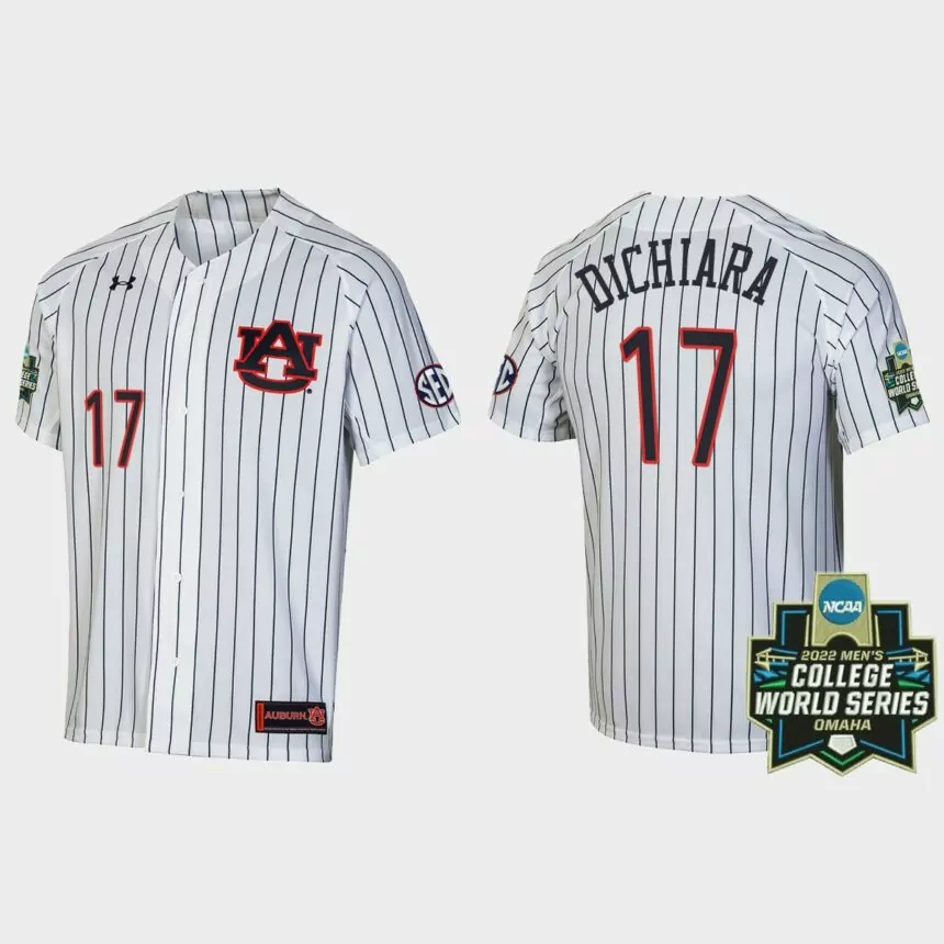 Sonny DiChiara Auburn Tigers 2022 World Series Stripes Jersey – White