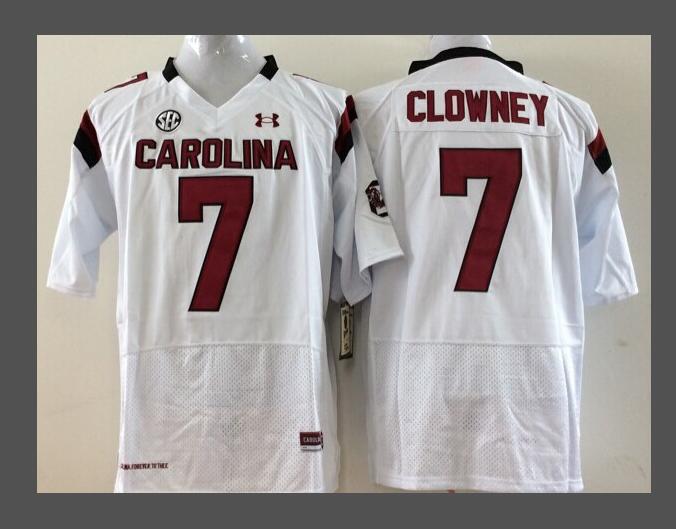 South Carolina Gamecock White #7 CLOWNEY Jersey