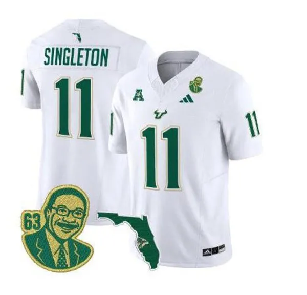 South Florida Bulls #11 Keshaun Singleton 2025 White Football Game Jersey 