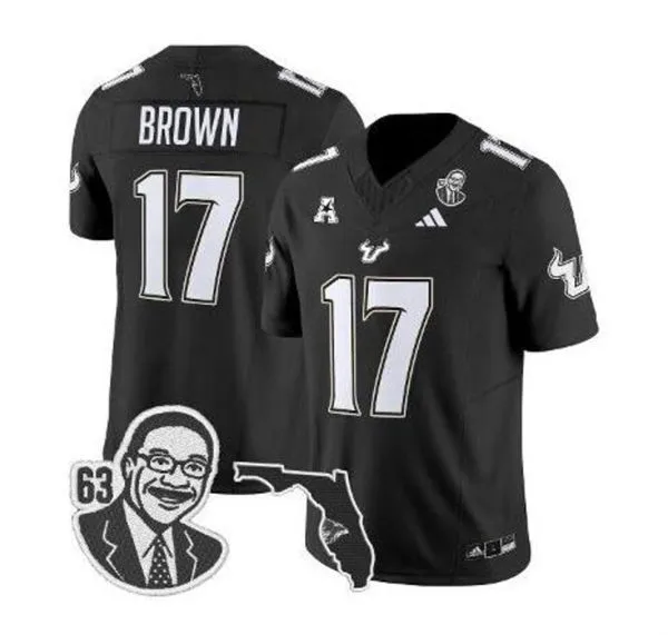 South Florida Bulls #17 Byrum Brown 2025 Black Football Game Jersey 