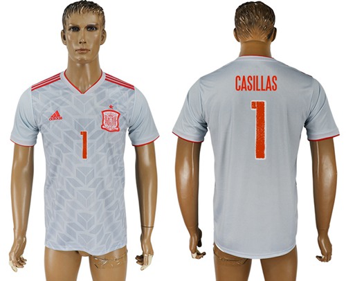 Spain #1 Casillas Away Soccer Country Jersey