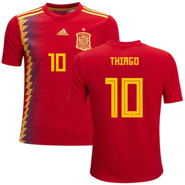 Spain #10 Thiago Red Home Kid Soccer Country Jersey