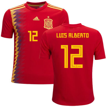 Spain #12 Luis Alberto Red Home Kid Soccer Country Jersey