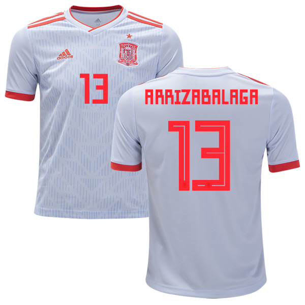 Spain #13 Arrizabalaga Away Kid Soccer Country Jersey