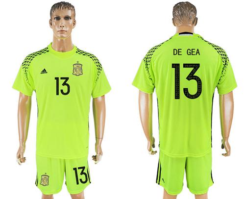 Spain #13 Arrizabalaga Shiny Green Goalkeeper Soccer Country Jersey