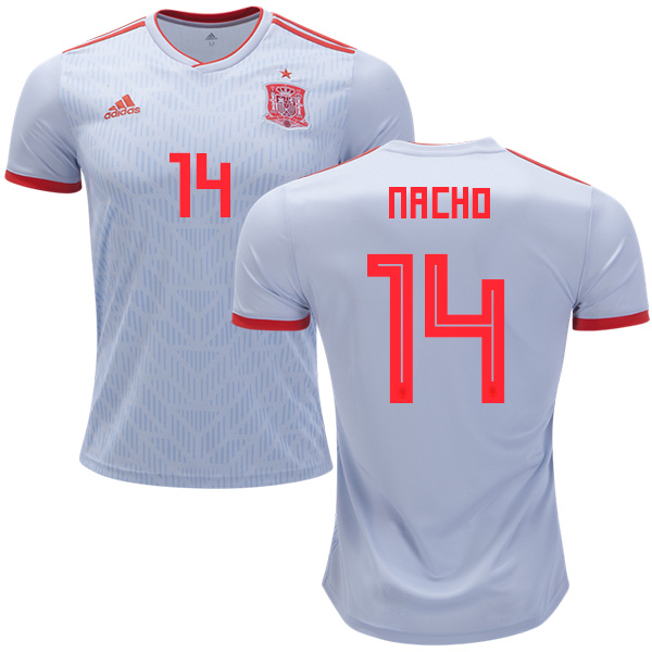 Spain #14 Nacho Away Soccer Country Jersey