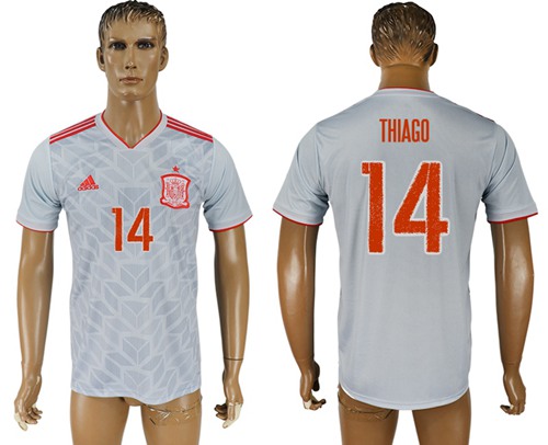 Spain #14 Thiago Away Soccer Country Jersey