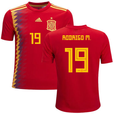 Spain #19 Rodrigo M. Red Home Kid Soccer Country Jersey