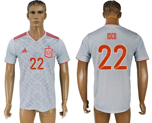 Spain #22 Isco Away Soccer Country Jersey