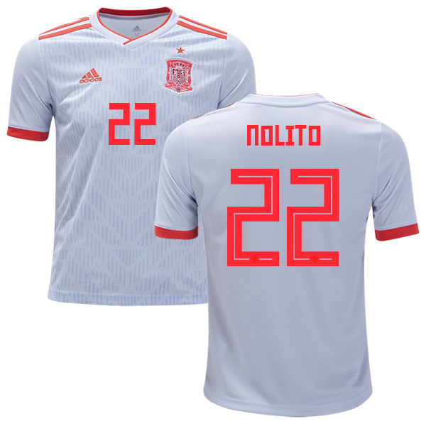 Spain #22 Nolito Away Kid Soccer Country Jersey