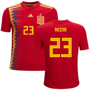 Spain #23 Reina Red Home Kid Soccer Country Jersey