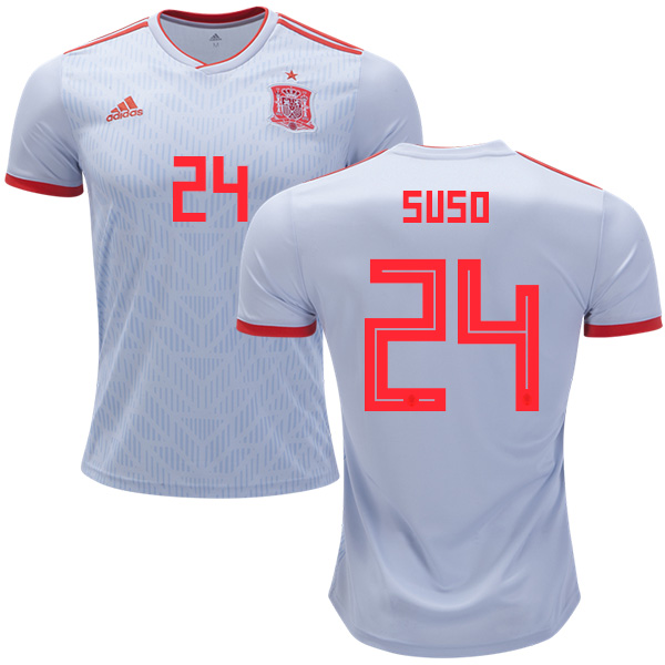 Spain #24 Suso Away Soccer Country Jersey