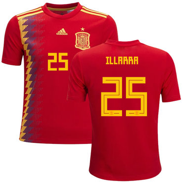 Spain #25 Illarra Red Home Kid Soccer Country Jersey