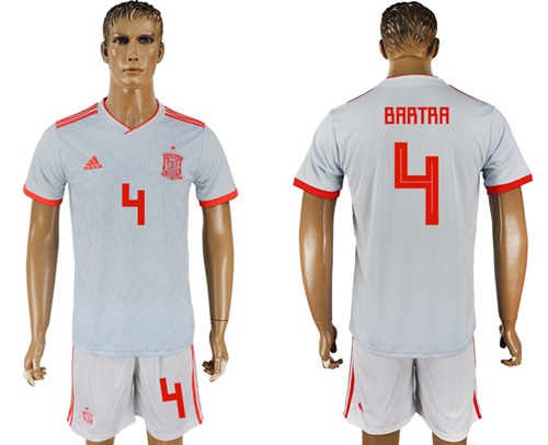 Spain #4 Bartra Away Soccer Country Jersey