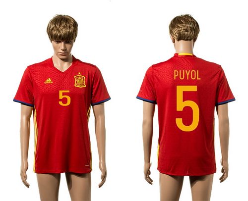 Spain #5 Sergio Home Soccer Country Jersey