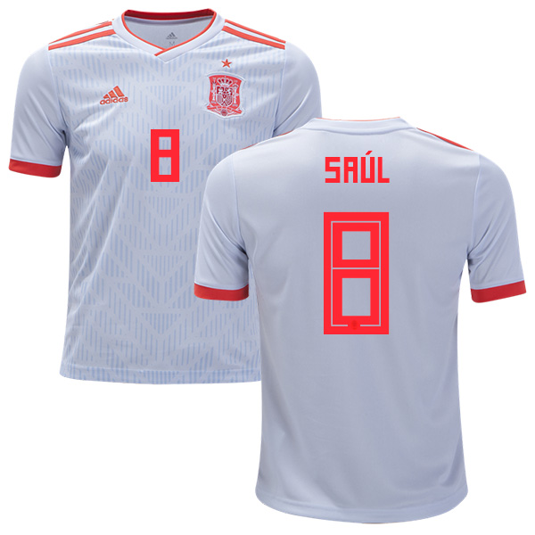 Spain #8 Saul Away Kid Soccer Country Jersey