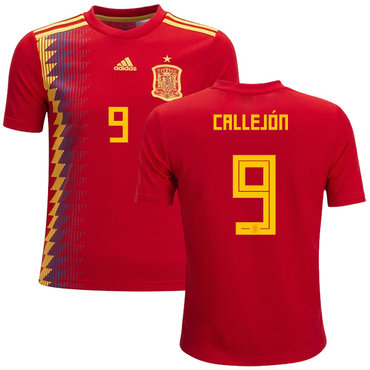 Spain #9 Callejon Red Home Kid Soccer Country Jersey