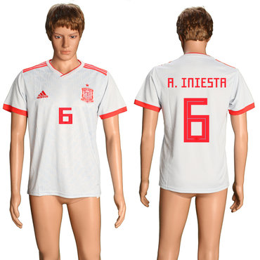 Spain 6 A. INIESTA Away 2018 FIFA World Cup Thailand Soccer Jersey
