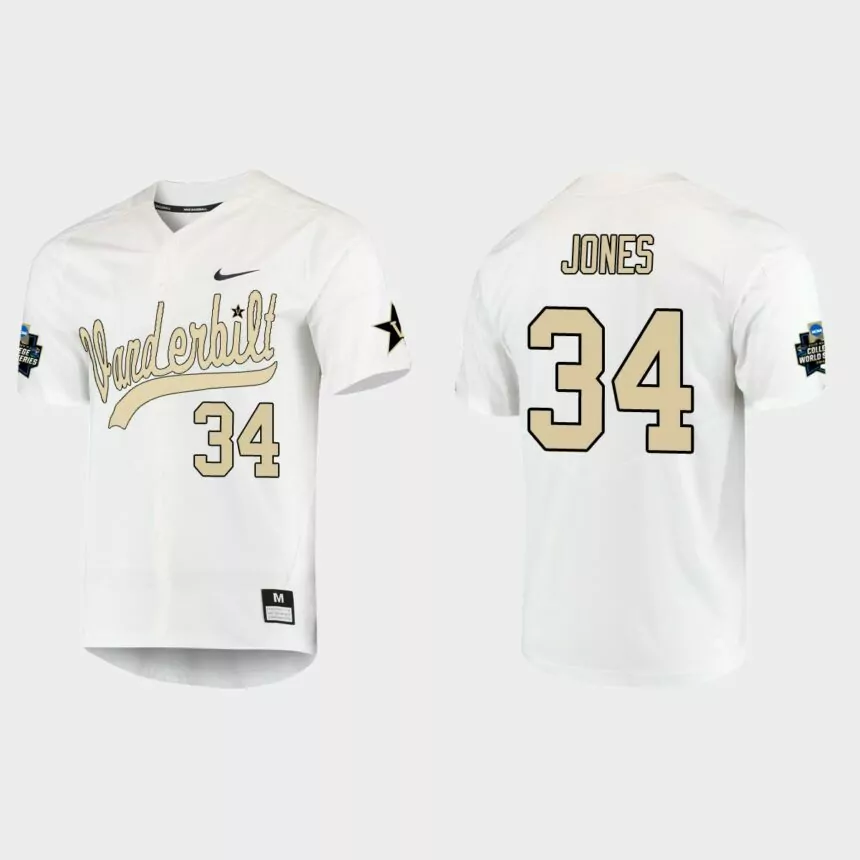 Spencer Jones Vanderbilt Commodores College World Series Baseball Jersey – White