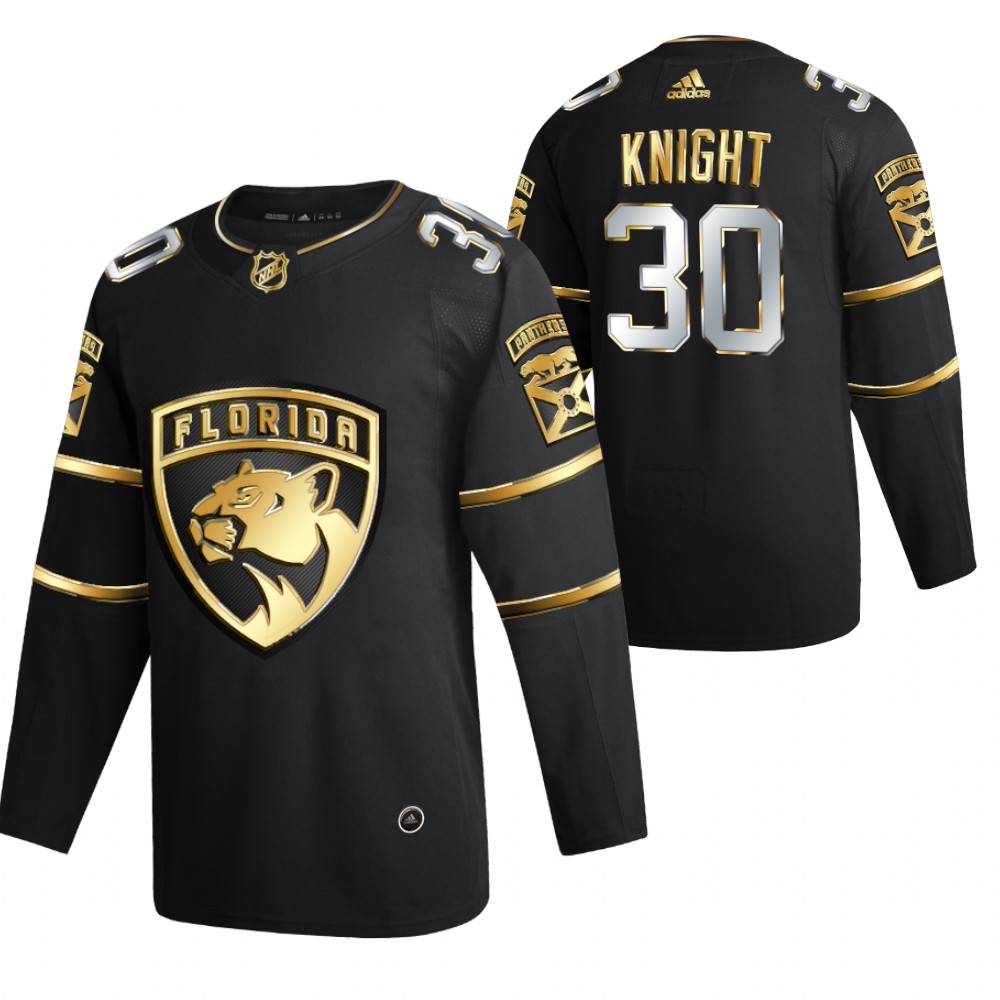 Spencer Knight #30 Panthers Black Golden Edition Jersey Authentic
