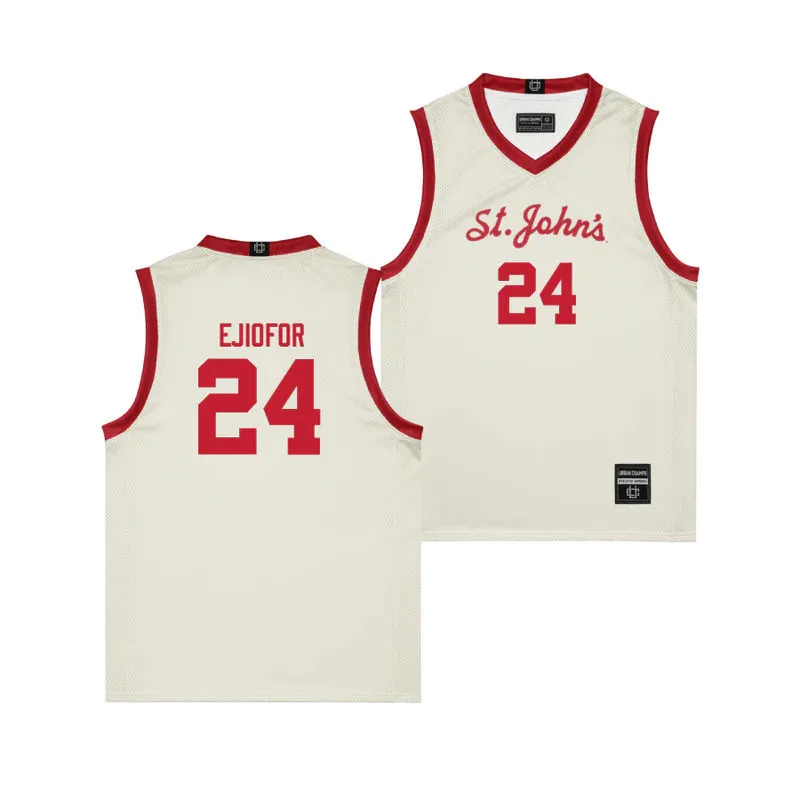 St. John's Red Storm #24 Zuby Ejiofor Cream Retro Basketball Jersey 