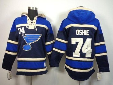 St. Louis Blues #74 T.J Oshie Navy Blue Sawyer Hooded Sweatshirt Stitched NHL Jersey