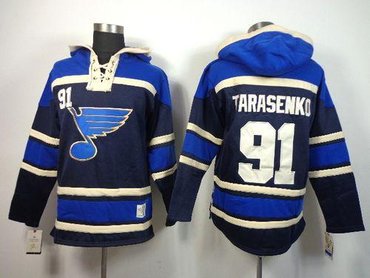 St. Louis Blues #91 Vladimir Tarasenko Navy Blue Sawyer Hooded Sweatshirt Stitched NHL Jersey