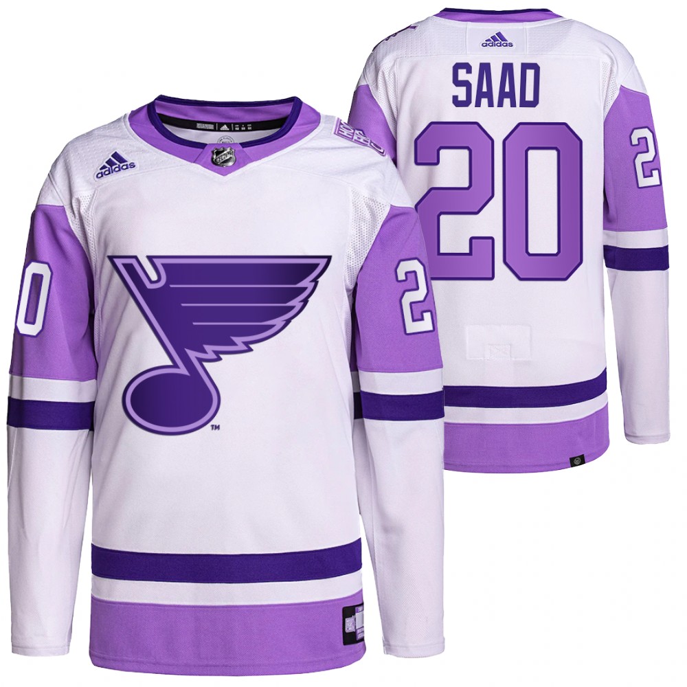 St. Louis Blues Brandon Saad HockeyFightsCancer White Primegreen Authentic Jersey