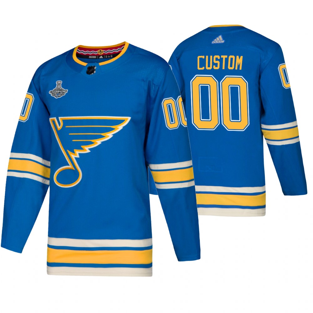 St. Louis Blues Custom Blue 2019 Stanley Cup Champions Men's Jersey