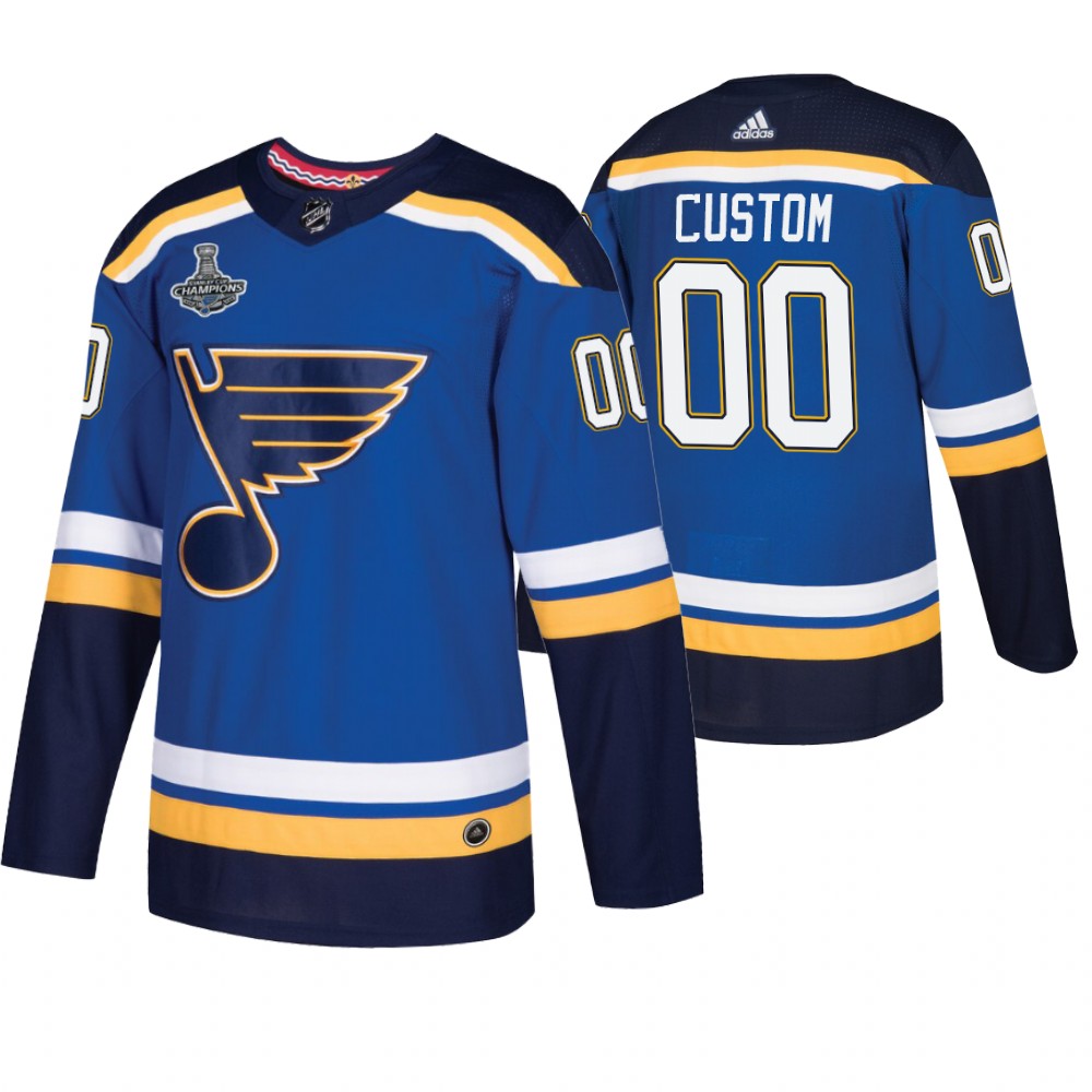 St. Louis Blues Custom Royal 2019 Stanley Cup Champions Men's Jersey
