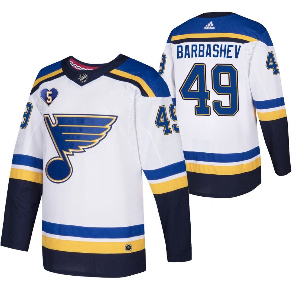 St. Louis Blues Ivan Barbashev White 2021 Bobby Plager Momorial No.5 Patch Jersey