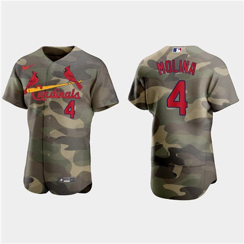 St.Louis Cardinals #4 Yadier Molina Men's Nike 2021 Armed Forces Day Authentic MLB Jersey -Camo