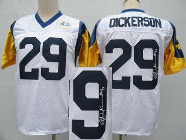 St.Louis Rams 29# Eric Dickerson White Throwback Jersey(Signed Elite)