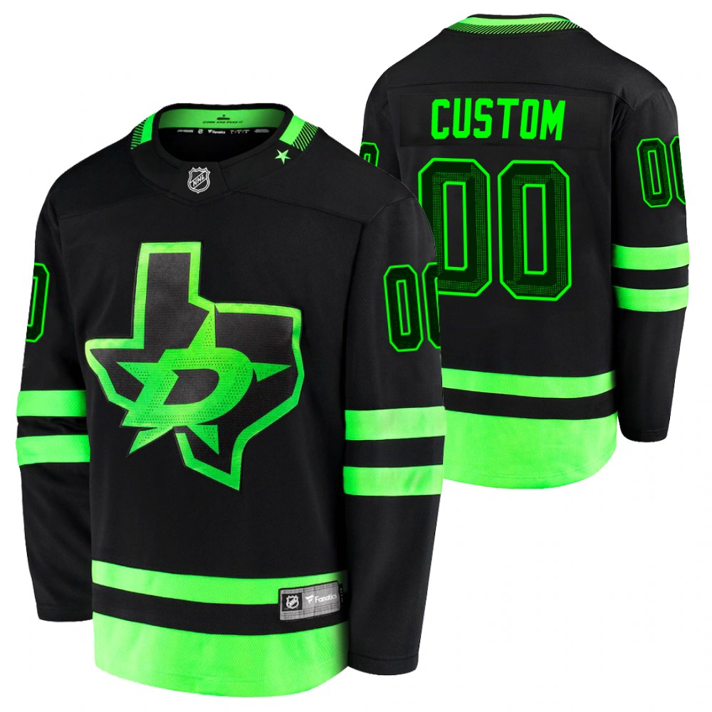 Stars #00 Custom Black 2020-21 Alternate Jersey