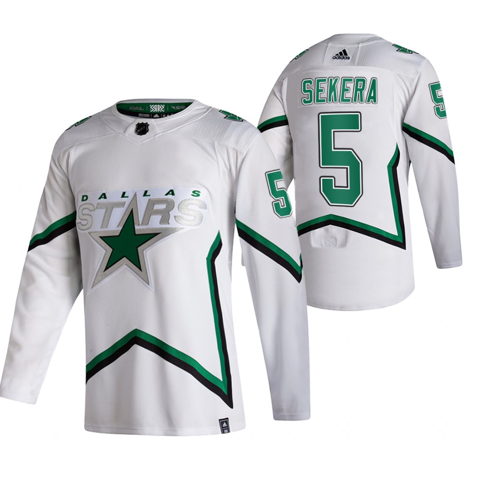 Stars 2021 Reverse Retro #5 Andrej Sekera White Jersey Special Edition Authentic